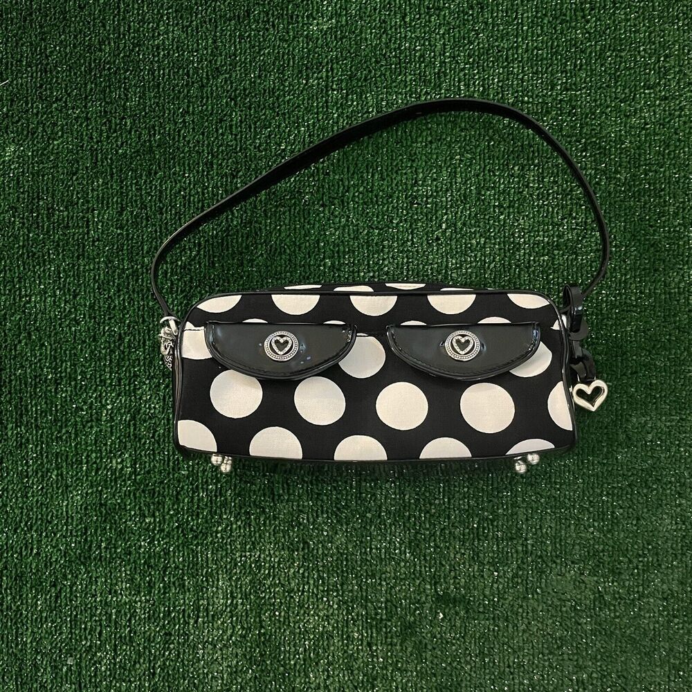 Vintage Brighton Black and White Polka Dot Purse
